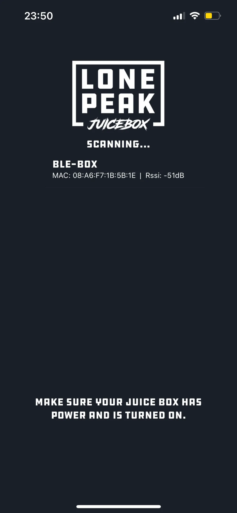 BLE device scanning UI for lighting kit