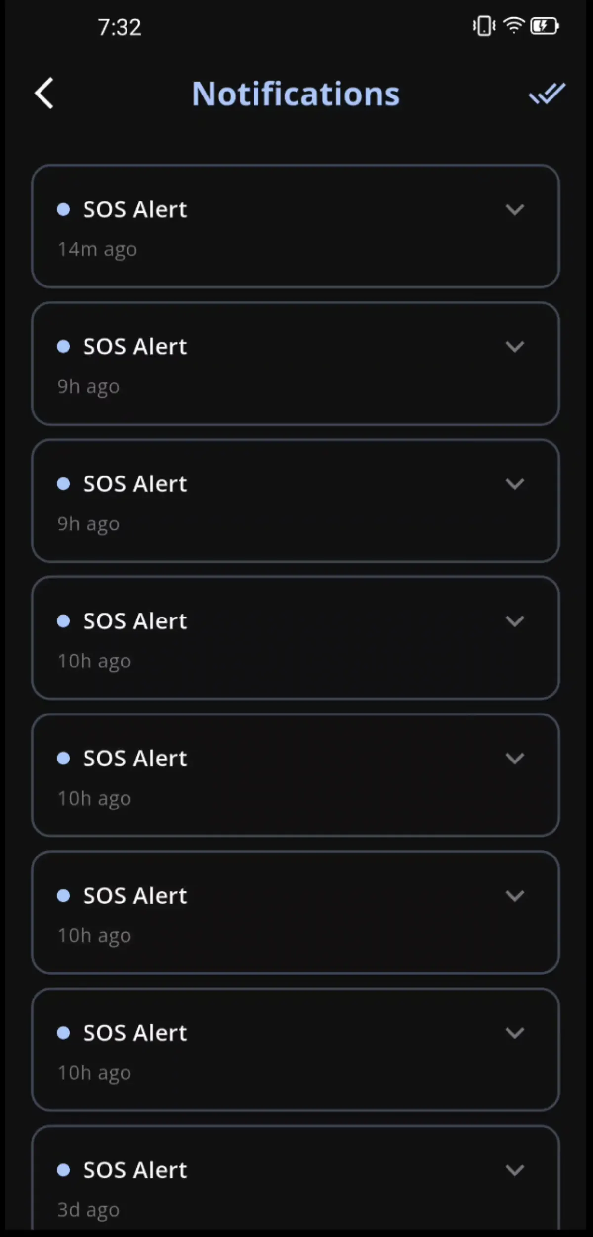 Caregiver notification feed
