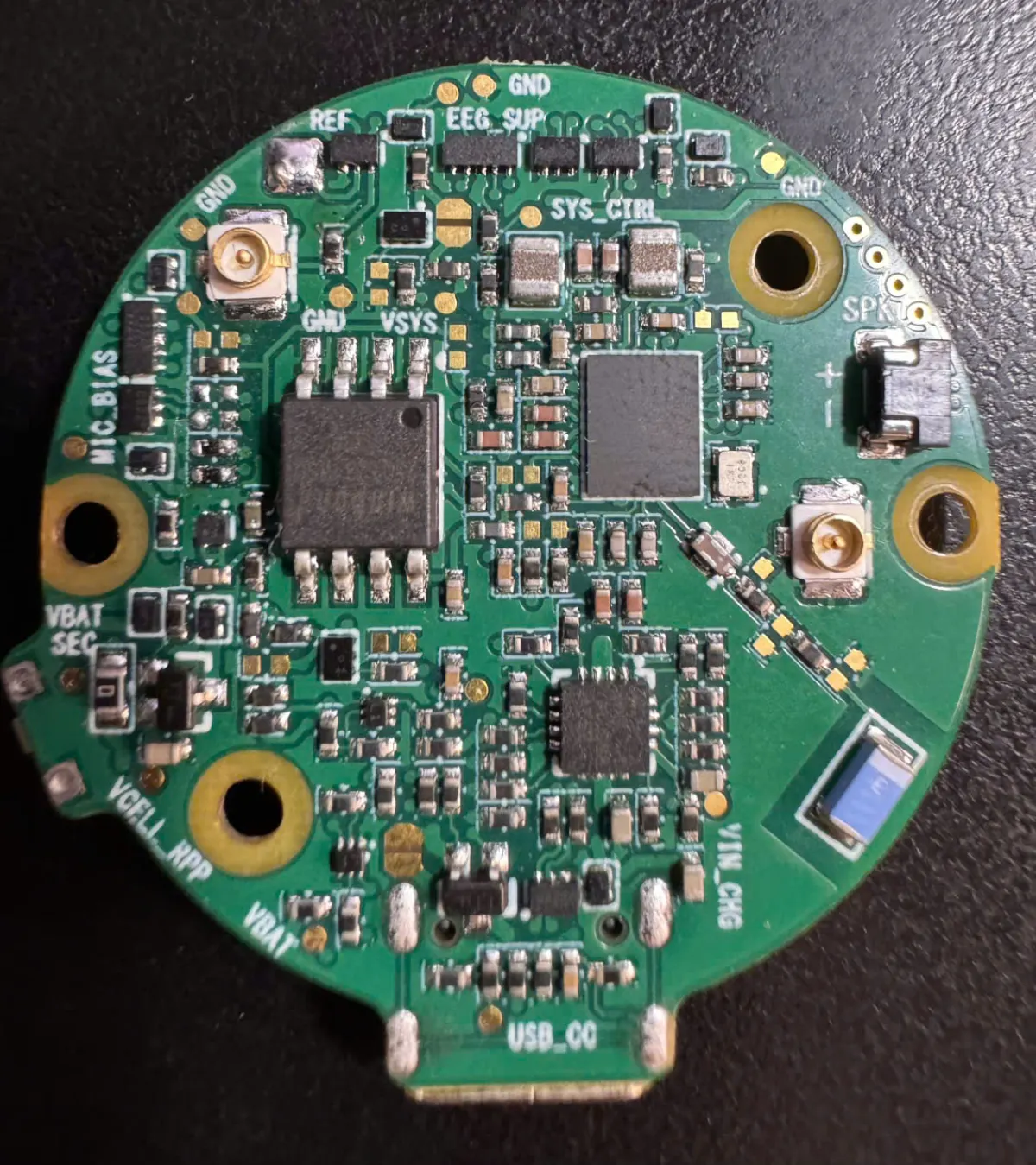 EEG headset PCB and ADS1299 front-end electronics