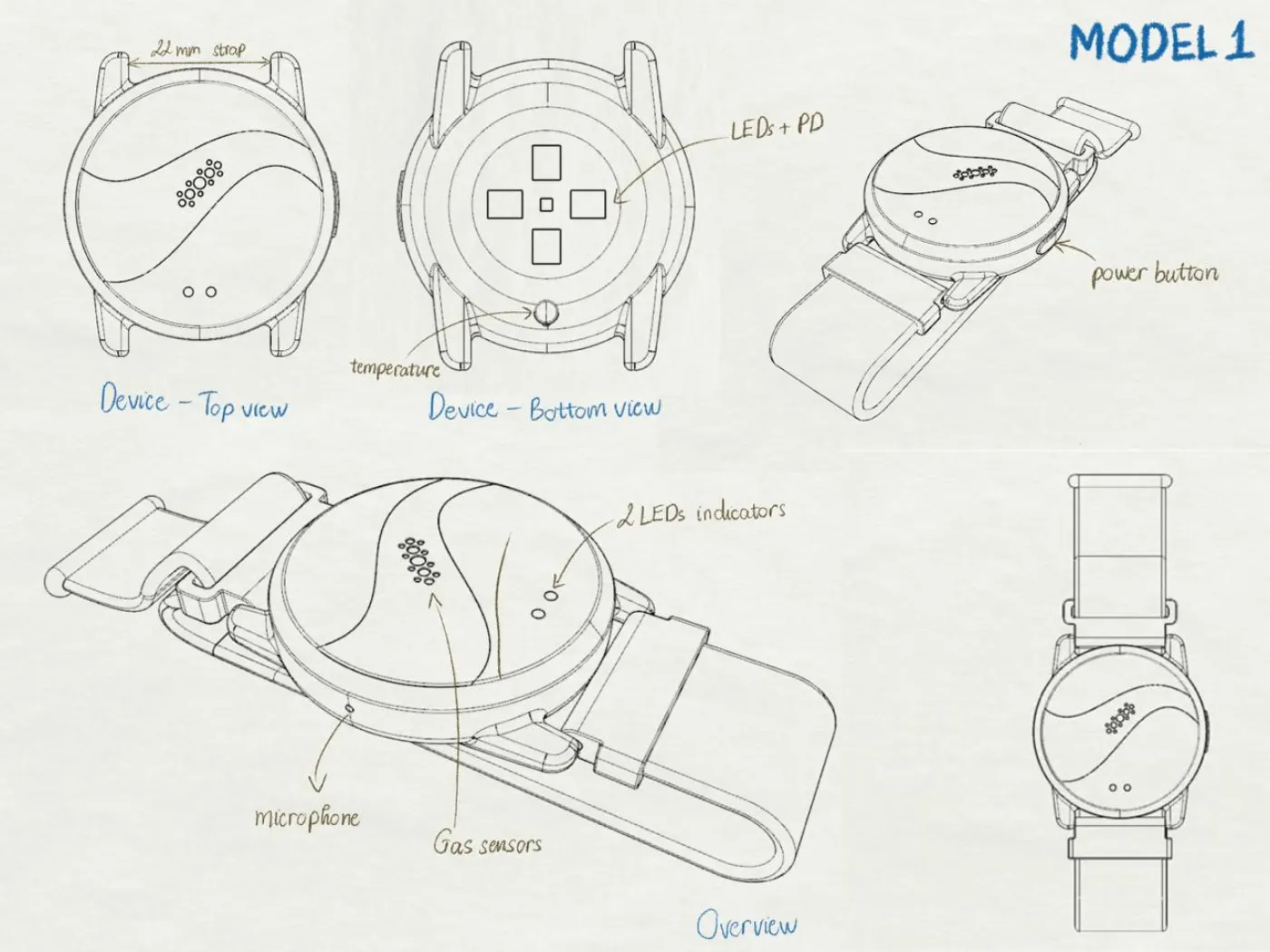 Smart-watch exploded view