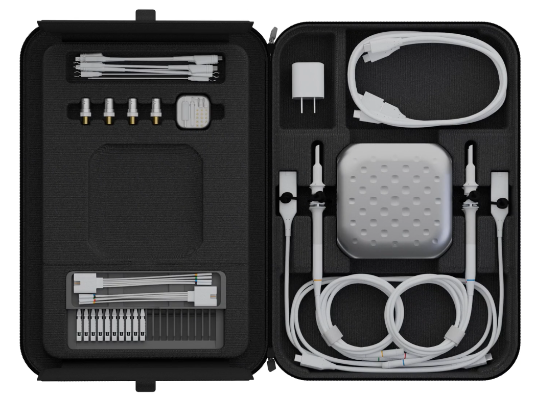 Embedded engineering toolkit — J-Link, Joulescope, Nordic PPK II, and Saleae Logic MSO